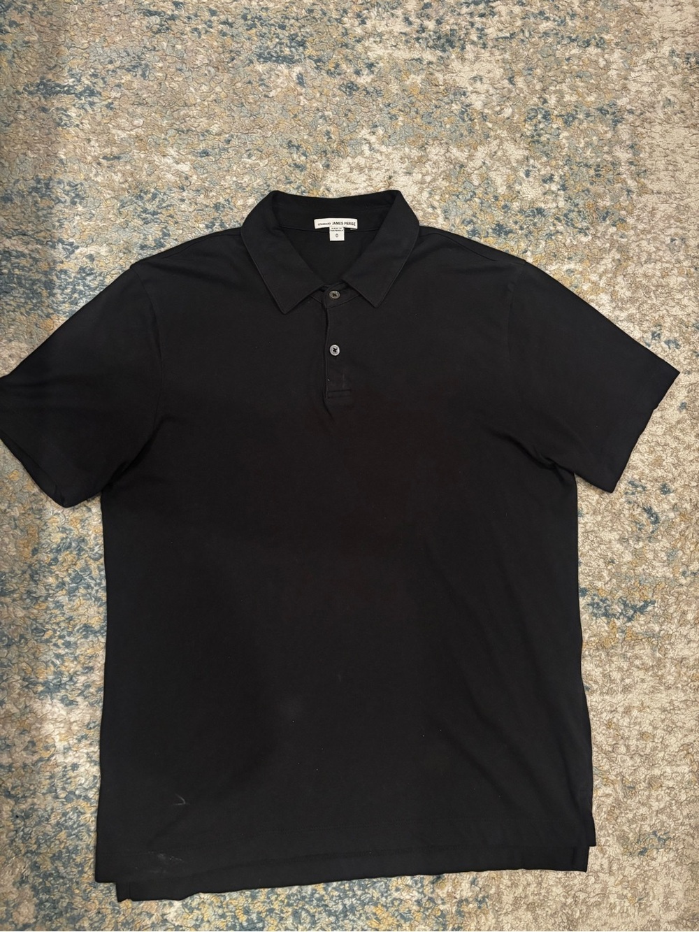 James Perse Black Short-Sleeve Cotton Polo